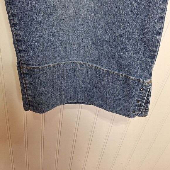 Duplex by Tyte Cropped Denim Jeans Womens 24W Studded Embroidered Wide Cuff Logo - Picture 10 of 15